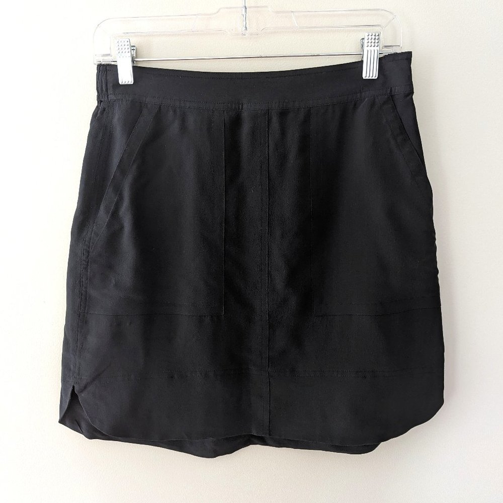 Madewell Elastic Waist Black Silk Skirt -S